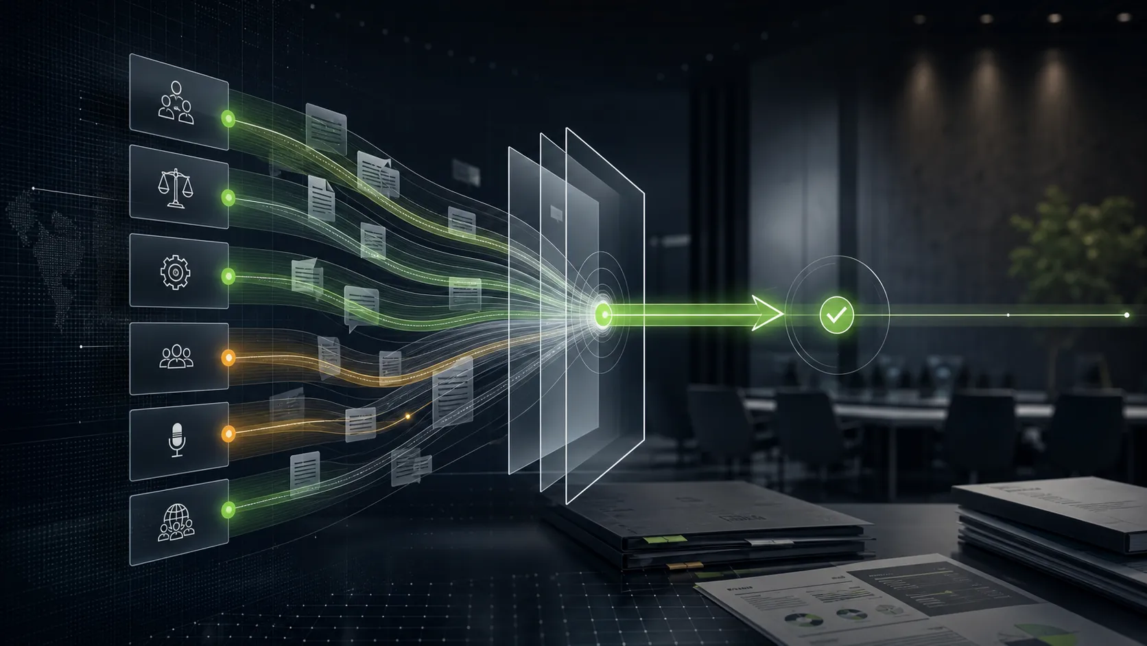 Communication signals from different stakeholders converging into one aligned message