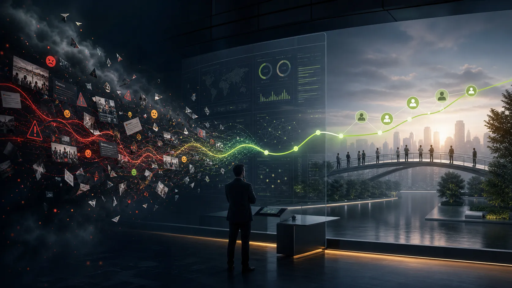 Reputation monitoring signals moving from crisis turbulence toward stakeholder recovery